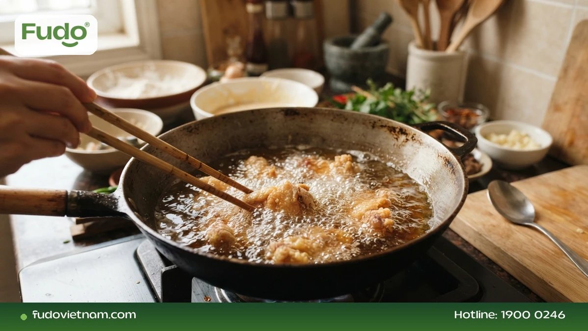 cách chiên gà giòn