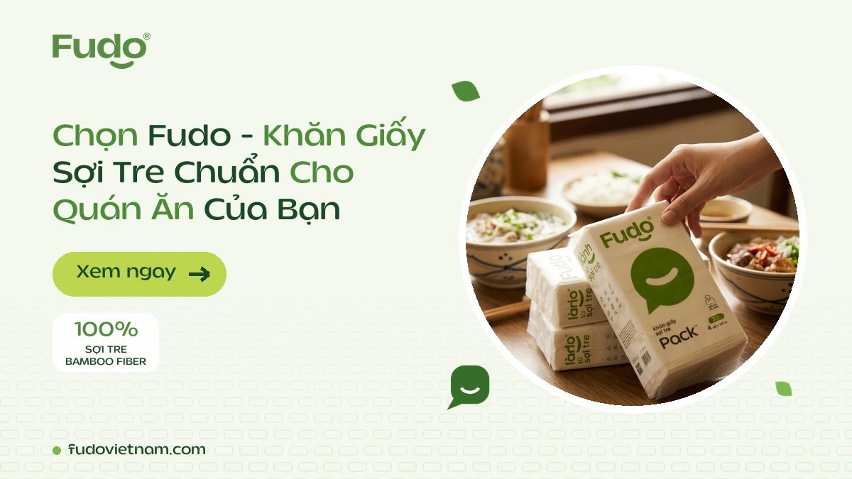 Khăn giấy Fudo sợi tre trên bàn ăn