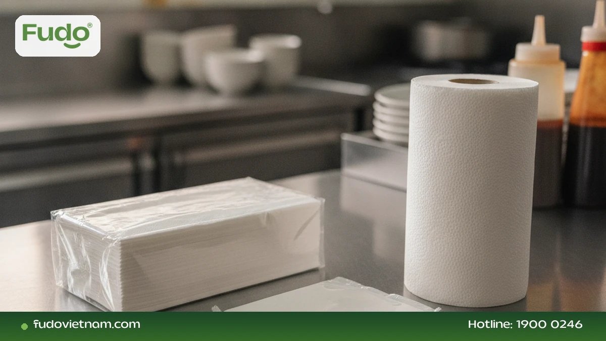 Các loại khăn giấy quán ăn so sánh cạnh nhau